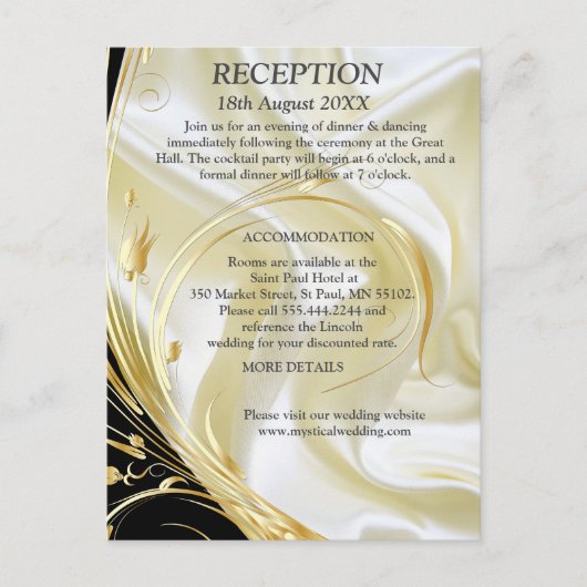 シルバーまたは金ゴールド抽象芸術花オン – シルク 案内ポストカード (正面)