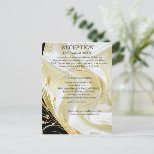 シルバーまたは金ゴールド抽象芸術花オン – シルク 案内ポストカード (スタンド正面)