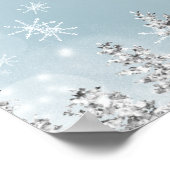 シルバーアイスブルースノーパインウェルカムブライダルシャワー ポスター (角)