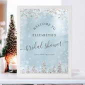 シルバーアイスブルースノーパインウェルカムブライダルシャワー ポスター