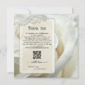 シルバーアイボリーバラ結婚のサンキューフォトカード (裏面)