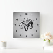 シルバーアイリーズザラム〔占星術の〕十二宮図 スクエア壁時計 (ホーム)