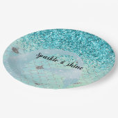 シルバーアクアグリッターマーメイドウォーターカラー ペーパープレート (アングル)