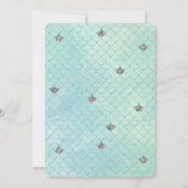 シルバーアクアグリッターマーメイドウォーターカラー 招待状 (裏面)