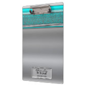 シルバーアクアシャインシエレガントックグラムパーソナライズされた クリップボード (左)