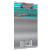 シルバーアクアシャインシエレガントックグラムパーソナライズされた クリップボード (右)