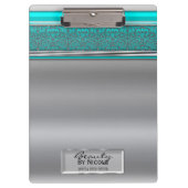 シルバーアクアシャインシエレガントックグラムパーソナライズされた クリップボード (正面)