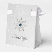 シルバーアクアスノーフレークブライダルシャワーフライトボックス フェイバーボックス (裏面サイド)
