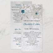 シルバーアクアスノーフレーク冬のウェディングプログラム プログラム (正面/裏面)