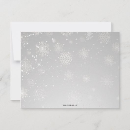 シルバーアクアスノーフレーク冬の結婚式svp 招待状 (裏面)