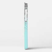 シルバーアクアティール(緑がかった色)ブルーガーリーグリッターモノグラムケース – Case-Mate iPhoneケース (裏面 / 左)