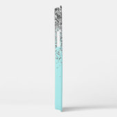 シルバーアクアティール(緑がかった色)ブルーガーリーグリッターモノグラムケース – Case-Mate iPhoneケース (裏面 / 右)