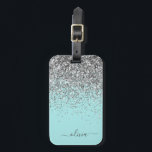 シルバーアクアティール（緑がかった色）ブルーガーリーグリッターモノグラム ラゲッジタグ<br><div class="desc">銀とティール（緑がかった色）アクアブルースパークルグリッターモノグラム名とイニシャル枕。荷物バッグラベルは、スタイルの誰かの彼女の部屋のための完璧な甘い16歳の誕生日、結婚ブライダルシャワー、赤ちゃんシャワーまたはバチェロレッテギフトを作る飾。</div>