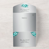 シルバーアクアバラオールインワン結婚式招待状 オールインワン招待状 (外側)