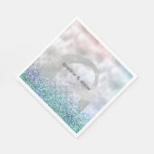 シルバーアクアピンクパープルグリッタースパークルマーメイド スタンダードランチョンナプキン (角)