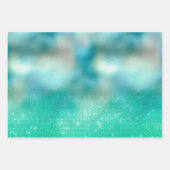 シルバーアクアピンクパープルグリッタースパークルマーメイド ラッピングペーパーシート (正面3)