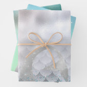 シルバーアクアピンクパープルグリッタースパークルマーメイド ラッピングペーパーシート (インサイチュ)