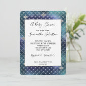 シルバーアクアブルーマーメイドベビーシャワー 招待状 (スタンド正面)