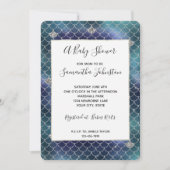 シルバーアクアブルーマーメイドベビーシャワー 招待状 (正面)