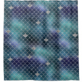 シルバーアクアブルーマーメイド シャワーカーテン (正面)