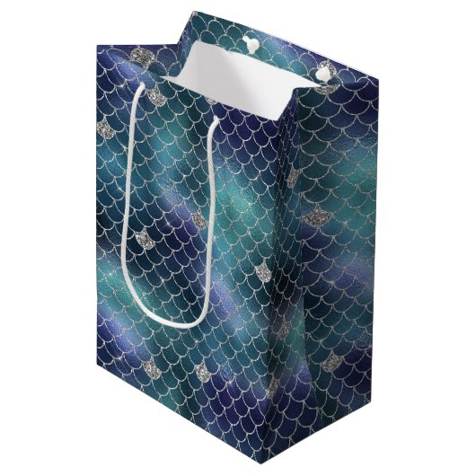 シルバーアクアブルーマーメイド ミディアムペーパーバッグ (正面アングル)
