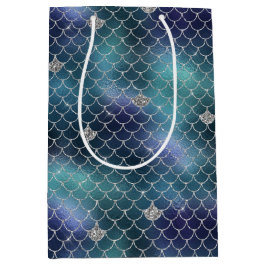 シルバーアクアブルーマーメイド ミディアムペーパーバッグ