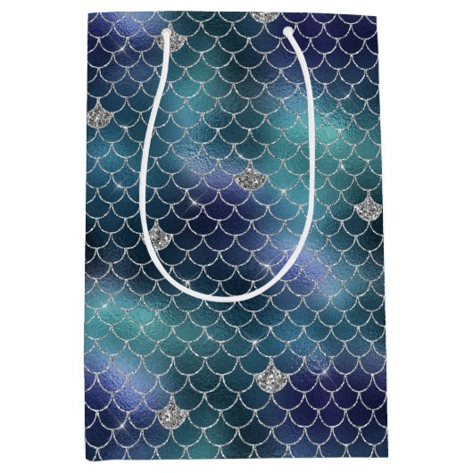 シルバーアクアブルーマーメイド ミディアムペーパーバッグ (正面)