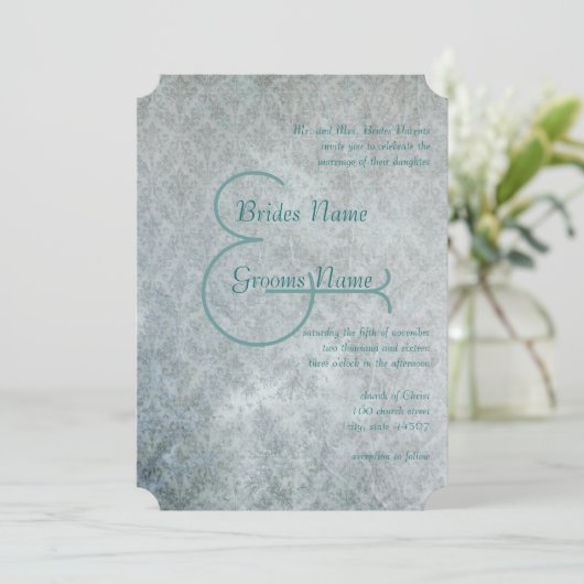 シルバーアクアレース素朴ダマ動揺してスクウェディング 招待状 (スタンド正面)