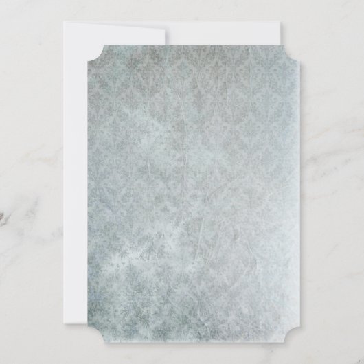 シルバーアクアレース素朴ダマ動揺してスクウェディング 招待状 (裏面)