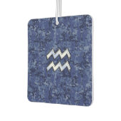 シルバーアクエリアス〔占星術の〕十二宮図サインネイビーブルーデジタル迷彩柄 カーエアーフレッシュナー (左)