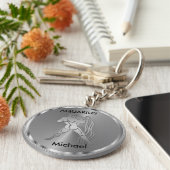 シルバーアクエリアス♒水受け – 〔占星術の〕十二宮図標識 キーホルダー (側面)