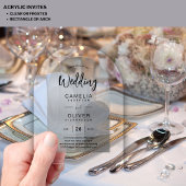 シルバーアクリルウェディングがブラック文字 モダン アクリル招待状