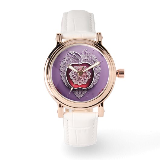 シルバーアップルレースAIアート 腕時計 (正面)