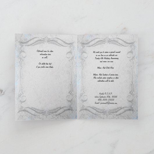 シルバーアニバーサバーズ – トールフォトウィンドウ 招待状 (内部)