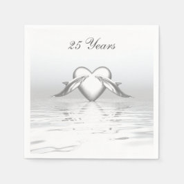 シルバーアニバーサリードルフィンズ&ハート スタンダードカクテルナプキン