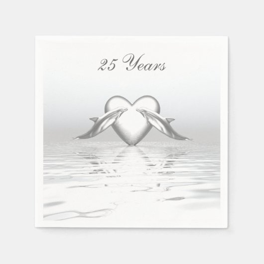 シルバーアニバーサリードルフィンズ&ハート スタンダードカクテルナプキン (正面)
