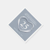 シルバーアニバーサリーハート写真の名前ナプキン スタンダードカクテルナプキン (角)