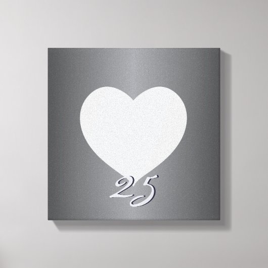 シルバーアニバーサリープレーンハートフレーム1フォトカンバ キャンバスプリント (正面)
