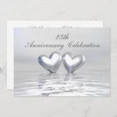 シルバーアニバーサリー ハート 招待状 (正面/裏面)