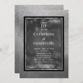 シルバーアニバーサリー メタリックパーティー招待状 招待状 (正面/裏面)