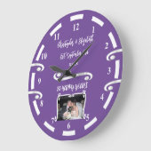 シルバーアニバーサリー 25周年 お名前 フォト パープル ラージ壁時計 (傾斜)