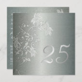 シルバーアニバーサリー 25周年 ダマスク フレア 招待状 (正面/裏面)