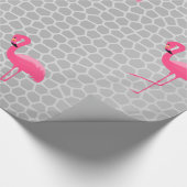 シルバーアニマルプリントフラミンゴ誕生日結婚ズラップ ラッピングペーパー (角)