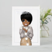 シルバーアフリカンアメリカンクリスマス誕生日 箔招待状 (立ち正面)