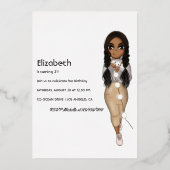 シルバーアフリカンアメリカンクリスマス誕生日 箔招待状 (裏面)