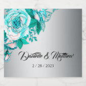 シルバーアンドアクアバラ結婚ズ スパークリングワインラベル (シングルラベル)