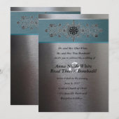 シルバーアンドアクアブルーメタル結婚式招待状 招待状 (正面/裏面)