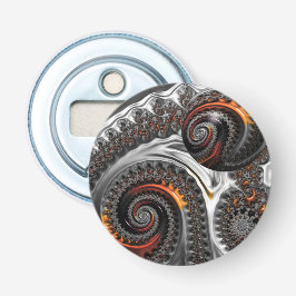 シルバーアンドオレンジマンデルブロットスフィアボトルオープナー 栓抜き