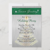 シルバーアンドグリーンクリスマスホリデーツリー 招待状 (正面)