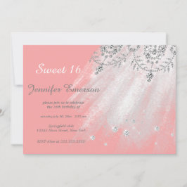 シルバーアンドグレードレスグリッターSweet sixteen 招待状
